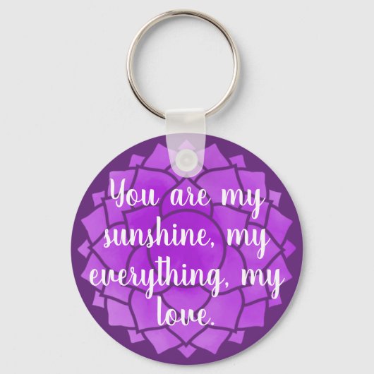 Paarse Bloemen Bloemen Chakra Design Reiki Yogo Sleutelhanger (Achterkant)