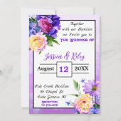 paarse bloemen bloemenbruiloft elegant kaart (Voorkant)