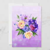 paarse bloemen bloemenbruiloft elegant kaart (Achterkant)