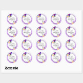 paarse bloemen bloemenbruiloft elegant ronde sticker (Vel)