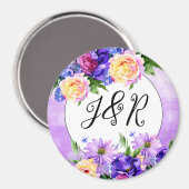  paarse bloemen bloemenbruiloft gepersonaliseerd magneet (Voorkant / Achterkant)