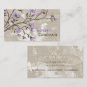  paarse bloemen bloemengrunge taupe visitekaartje (Voorkant / Achterkant)