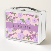 Paarse bloemen, bloemenpatroon, Jouw naam (Voorkant)