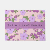 Paarse bloemen, bloemenpatroon, Jouw naam Deurmat (Voorkant)