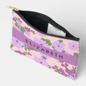 Paarse bloemen, bloemenpatroon, Jouw naam Etui (Open)