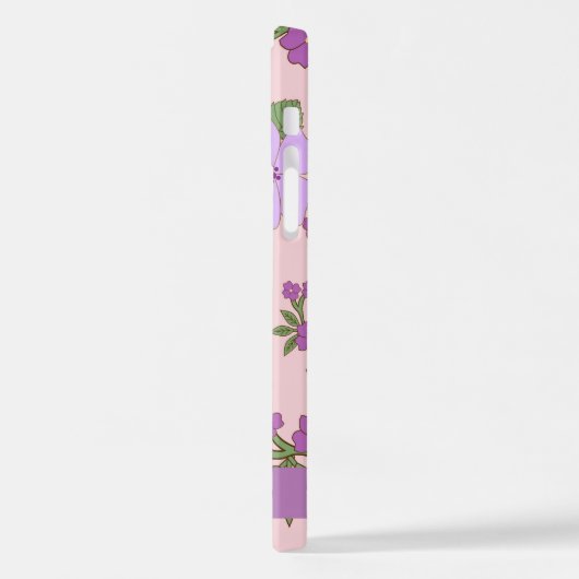Paarse bloemen, bloemenpatroon, Jouw naam iPhone Hoesje (Linkerkant)