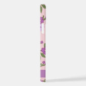 Paarse bloemen, bloemenpatroon, Jouw naam iPhone Hoesje (Rechterkant)