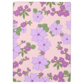 Paarse bloemen, bloemenpatroon, Jouw naam Klembord (Achterkant)