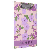 Paarse bloemen, bloemenpatroon, Jouw naam Klembord (Rechts)