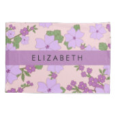 Paarse bloemen, bloemenpatroon, Jouw naam Kussensloop (Achterkant)