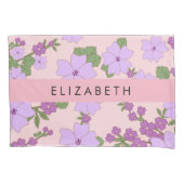Paarse bloemen, bloemenpatroon, Jouw naam Kussensloop (Voorkant)