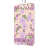 Paarse bloemen, bloemenpatroon, Jouw naam Luchtverfrisser (Links)