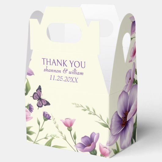 Paarse bloemen bloemenrand Bedankt bruiloft Bedankdoosjes (Geopend)