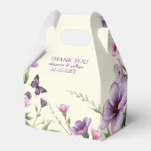 Paarse bloemen bloemenrand Bedankt bruiloft Bedankdoosjes (Voorkant Zijde)