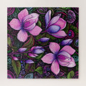 🧩 Paarse Bloemen Bloementuin Ontspannend Cadeau Legpuzzel (Horizontaal)