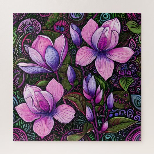 🧩 Paarse Bloemen Bloementuin Ontspannend Cadeau Legpuzzel (Verticaal)