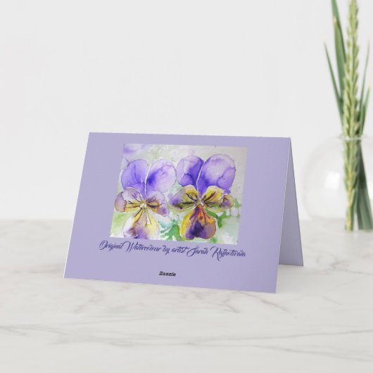 Paarse Bloemen Bloemstuk Viola Watercolor Kunstkaa Kaart (Achterkant)