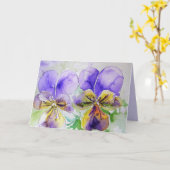 Paarse Bloemen Bloemstuk Viola Watercolor Kunstkaa Kaart (Gele Bloem)