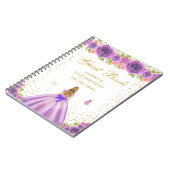 Paarse Bloemen Blond Haar Prinses Gastenboek Notitieboek (Linkerzijde)