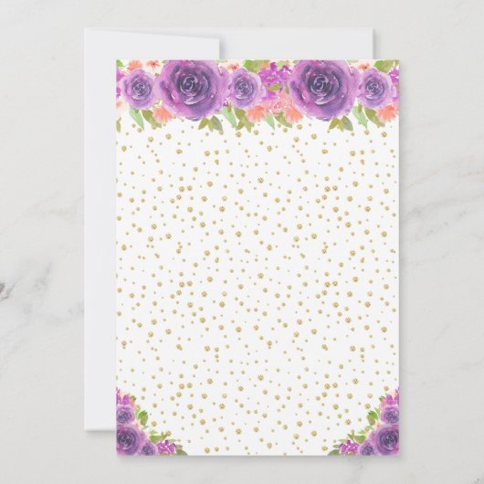 Paarse Bloemen Blond Haar Prinses Verjaardagsfeest Kaart (Achterkant)