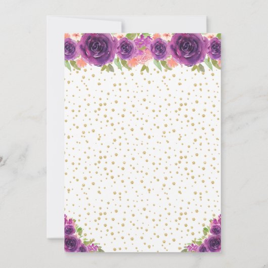 Paarse Bloemen Blond Haar Prinses Verjaardagsfeest Kaart (Achterkant)