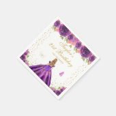 Paarse Bloemen Blond Haar Prinses Verjaardagsfeest Servet (Hoek)