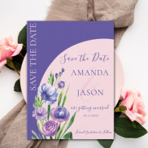 Paarse Bloemen Blush Elegant Bruiloft Save the Dat