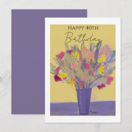 Paarse Bloemen Boeket Custom Jaar Verjaardag