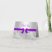 Paarse Bloemen & Boog Dank U Kaart (Voorkant)