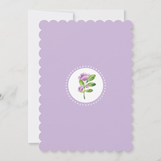 Paarse Bloemen Bossen Baby Strooien Uitnodigen Kaart (Achterkant)