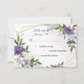 paarse bloemen botanisch goud geometrisch RSVP kaartje (Voorkant)