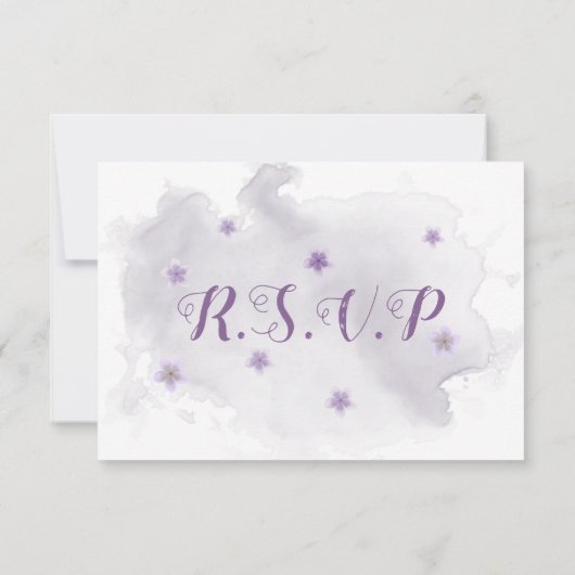 paarse bloemen botanisch goud geometrisch RSVP kaartje (Achterkant)