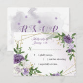 paarse bloemen botanisch goud geometrisch RSVP kaartje (Voorkant / Achterkant)