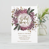 paarse Bloemen Botanische Bruids Douche Uitnodigin Kaart (Staand voorkant)