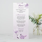 paarse bloemen botanische bruiloft menu (Staand voorkant)