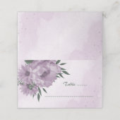 paarse bloemen botanische bruiloft plaatskaartje (Buitenkant ongevouwen)