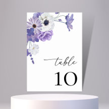 Paarse Bloemen Botanische Bruiloft Tafel 10 Kaart