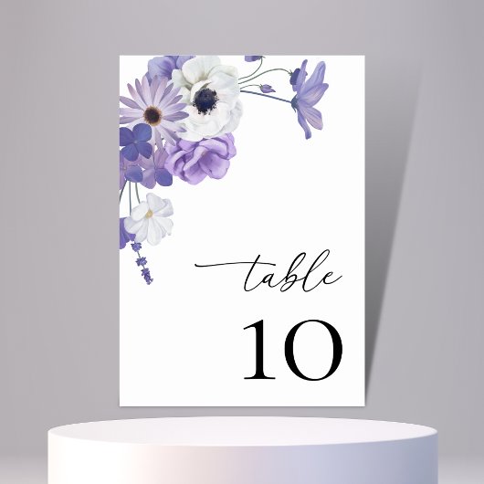 Paarse Bloemen Botanische Bruiloft Tafel 10 Kaart