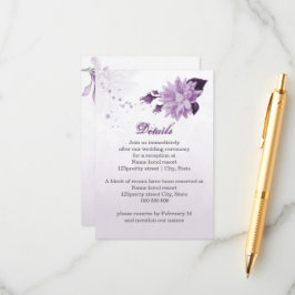 Paarse bloemen botanische details informatiekaartje