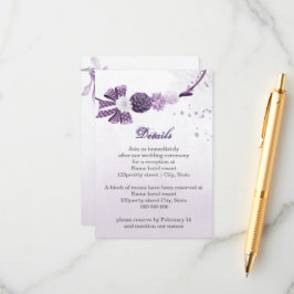 Paarse bloemen botanische details informatiekaartje