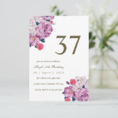 Paarse Bloemen Botanische Eenvoudige Chic 37e Verj Kaart (Staand voorkant)
