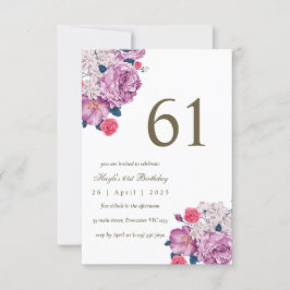 Paarse Bloemen Botanische Eenvoudige Chic 61ste Ve Kaart