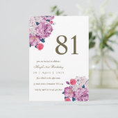 Paarse Bloemen Botanische Eenvoudige Chic 81ste Ve Kaart (Staand voorkant)