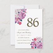 Paarse Bloemen Botanische Eenvoudige Chic 86e Verj Kaart (Voorkant)