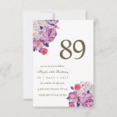 Paarse Bloemen Botanische Eenvoudige Chic 89e Verj Kaart (Voorkant)