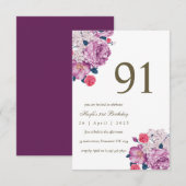 Paarse Bloemen Botanische Eenvoudige Chic 91ste Ve Kaart (Voorkant / Achterkant)