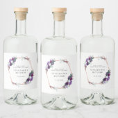 Paarse Bloemen Botanische Geometrische Bruiloft Likeurfles Etiket (Flessen)