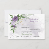 Paarse bloemen botanische maaltijd keuze RSVP kaartje (Voorkant)