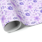 Paarse Bloemen Botanische Moderne Kerst Cadeaupapier (Rol Hoek)