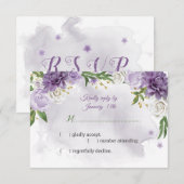 paarse bloemen botanische RSVP-kaart RSVP Kaartje (Voorkant / Achterkant)